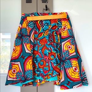 Colorful Printed Button Skirt